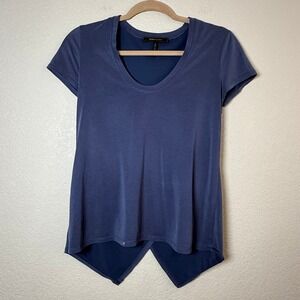 BCBGMAXAZRIA‎ XS Blue Tulip Hem Short Sleeve Top Casual Blouse